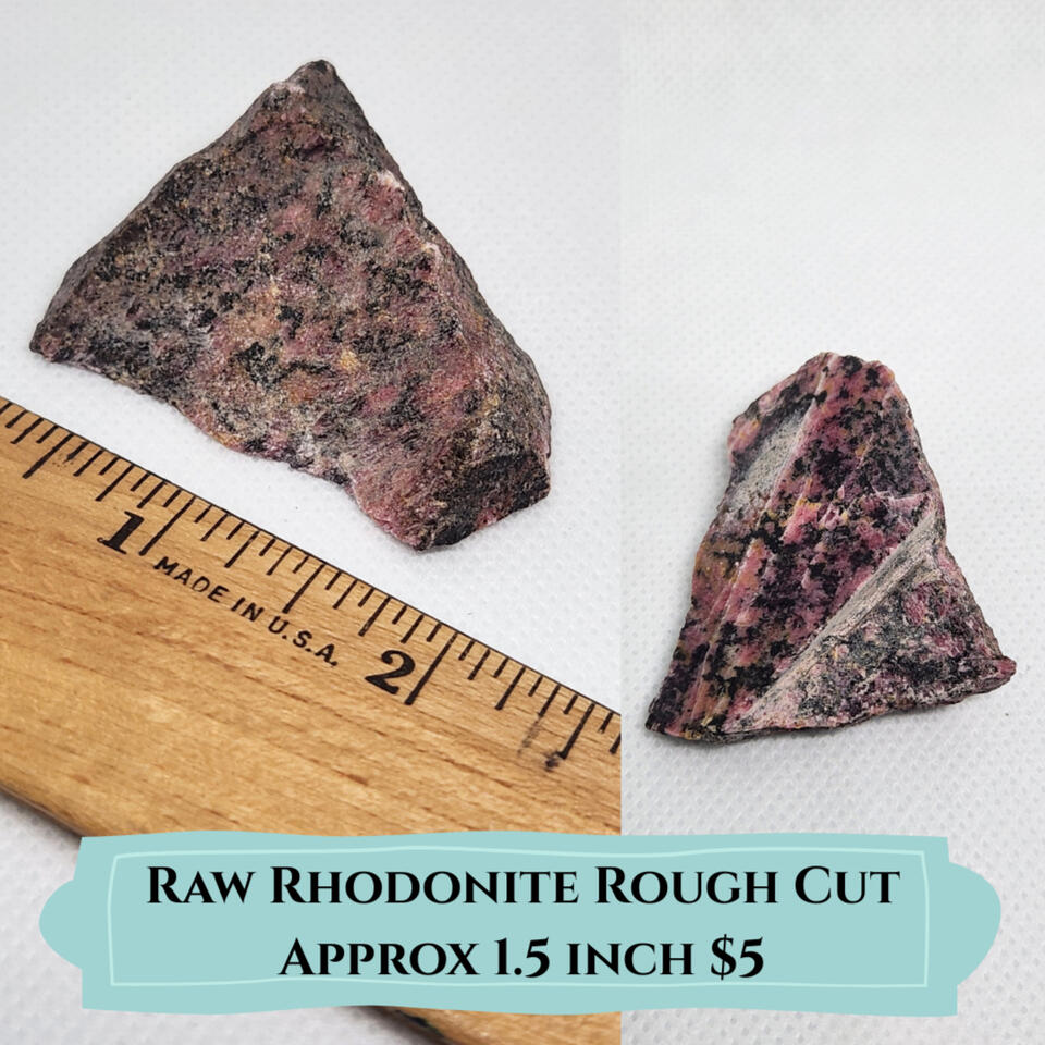 Raw Rhodonite Rough Cut Approx 1.5 inch $5