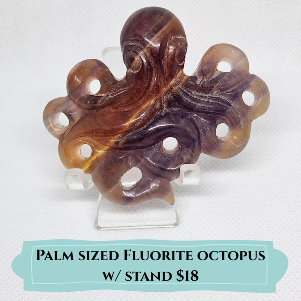 Palm sized Fluorite octopus w stand $18